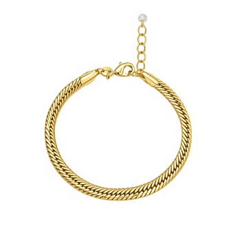 PRIMROSE 14k Gold Flash Plated Cubic Zirconia Snake Chain Bracelet