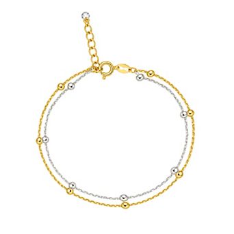 PRIMROSE Two-Tone 14k Gold Flash & Fine Silver Plated Cubic Zirconia Snake Bracelet