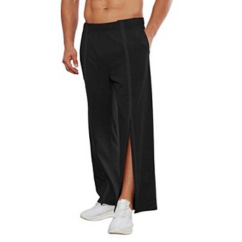 PINSPARK Mens Zipper Leg Tear Away Straight Leg Post Surgery Casual Sweatpants with Pockets