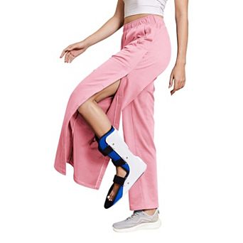 PINSPARK Womens Side Open Snap Loose Fit Soft Tear Away Post Surgery Sweatpants with Pockets