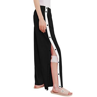 PINSPARK Womens Side Split Snap Open Tear Away Sweatpants Post Surgery Pants with Pockets