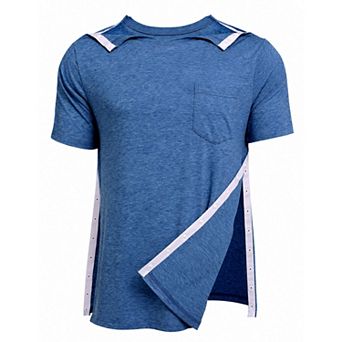 PINSPARK Mens Post Surgery Snap Button Shoulder Recovery Wear Hospital Daily Shirts