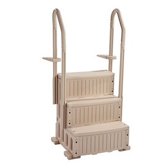 3-Step Taupe Pool Ladder of Double Handrails Supports 400 lb for 36-48 in Pools