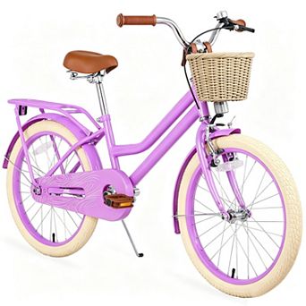 KTMBDW Girls Bike with Basket for 7-10 Years Old Kids, 20 inch wheel, No Training Wheels Included