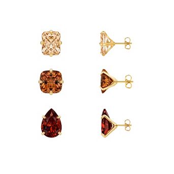 PRIMROSE Polished Cubic Zirconia Post Stud Earrings Set
