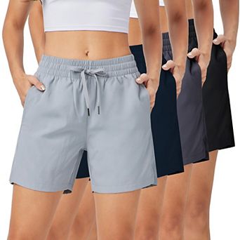 Womens 4-Pack Athletic Shorts Quick Dry Gym Workout With Pockets
