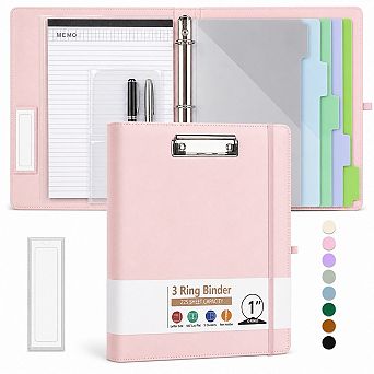 3 Ring Binder Clipboard With Storage Pockets Dividers Notepad For School Office