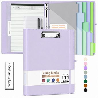 3 Ring Binder Clipboard With Storage Pockets Dividers Notepad For School Office