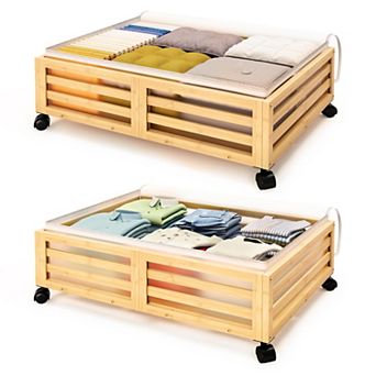 Stackable Under Bed Storage Bins With Wheels Dustproof Large Capacity Organizer