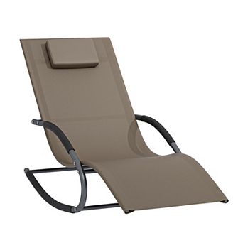 Adjustable Outdoor Lounge Recliner Breathable Mesh, Removable Pillow, Metal Frame, Collapsible