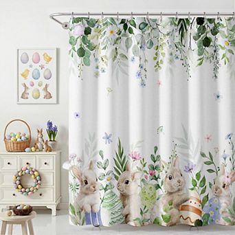 Spring Easter Bunny Easter Shower Curtains for Bathroom Waterproof Decor 72x72 Inch