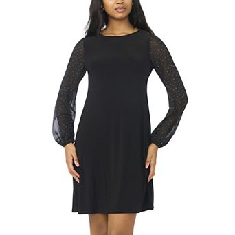 Women's MSK Combo Sleeve Dress with Sheer Puff Sleeves
