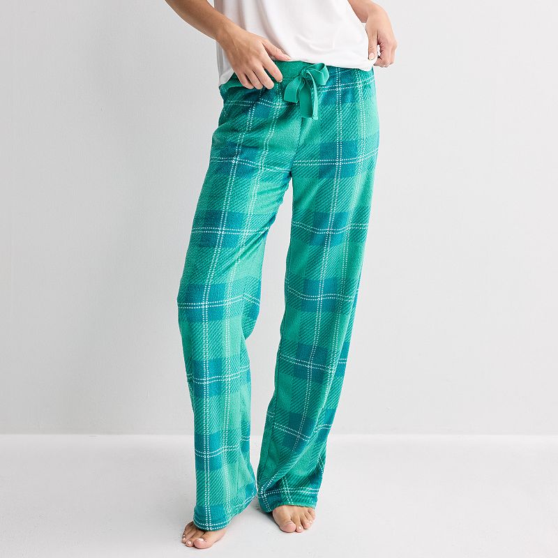 Juniors' Mighty Fine Plush Pants, Women's, Size: Small, Green Plaid