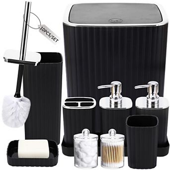 Bathroom Accessories Set Toilet Brush Trash Can Soap Dispenser