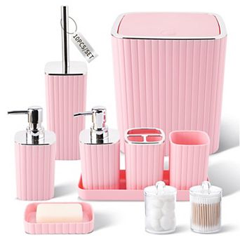 Bathroom Accessories Set Toilet Brush Trash Can Soap Dispenser
