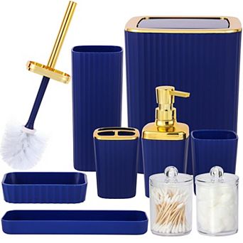 Bathroom Accessory Set Toothbrush Holder Trash Can Soap Dispenser
