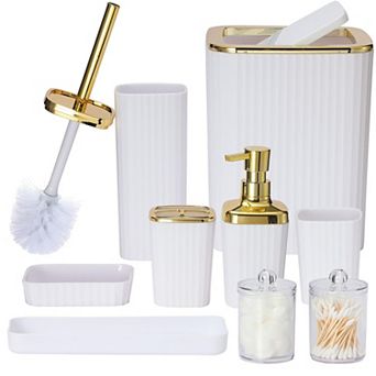 Bathroom Accessory Set Toothbrush Holder Trash Can Soap Dispenser