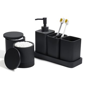 Bathroom Accessories Set Soap Dispenser Toothbrush Holders Tray Organizer Storage