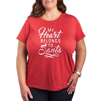 Plus Size "My Heart Belongs to Santa" Christmas Distressed Graphic Tee