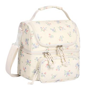 Lunch Bag Women Corduroy Double Deck Thermal Cooler