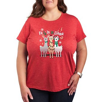 Plus Size "Fa La La La Llama" Christmas Carol Graphic Tee