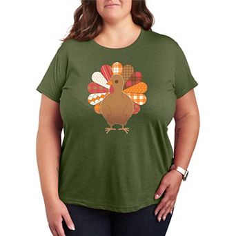 Plus Size Patchwork Turkey Thanksgiving Graphic Tee