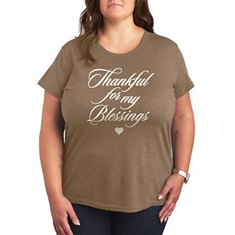 Plus Size "Thankful For My Blessings" Thanksgiving Graphic Tee