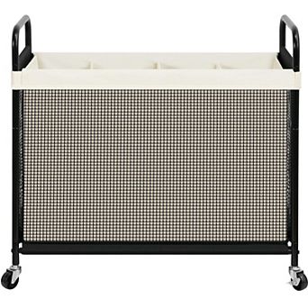 4-Section Rolling Laundry Sorter Cart