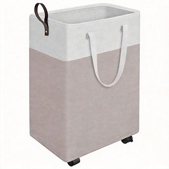 Rolling Laundry Basket Collapsible Waterproof Peva Lining Metal Frame