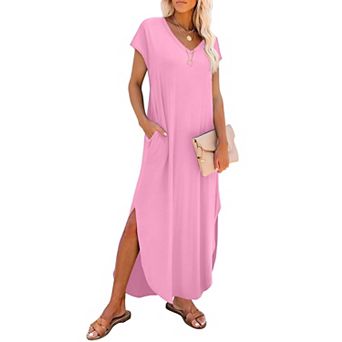 Women Cap Sleeve Maxi Sundress Pockets