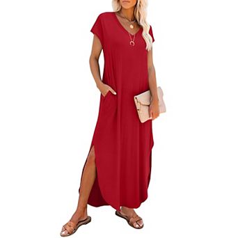 Women Cap Sleeve Maxi Sundress Pockets