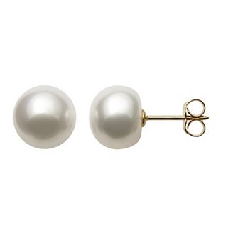 Velori 10k Gold Freshwater Cultured Pearl Button Shape Stud Earrings