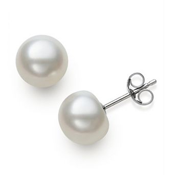 Velori Sterling Silver Freshwater Cultured Pearl Button Stud Earrings