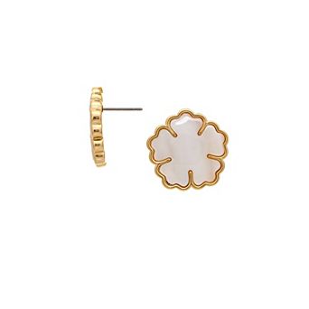 Rivka Friedman 18K Gold Plated Mother of Pearl Flower Studs