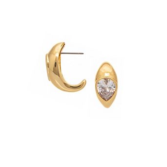 Rivka Friedman 18K Gold Plated Pear CZ Huggie Hoop Earrings
