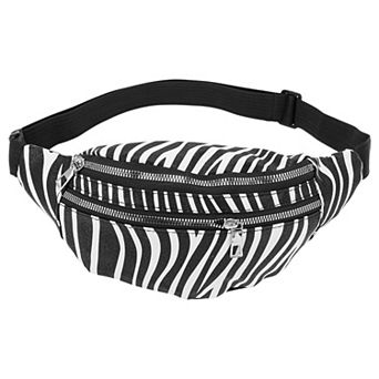 Zebra Pattern Fanny Pack Black White 1 pc