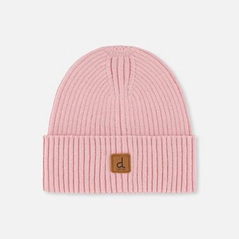Big Kids Girl Ribbed Knit Folded-Cuff Hat