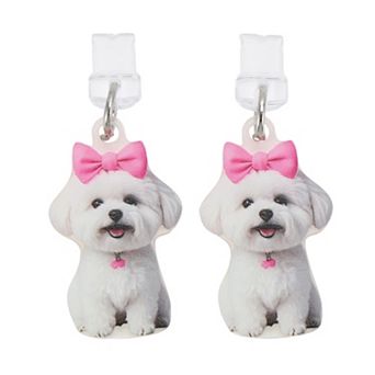 2 pc Dog Pendants Dust Plug Charm Light Pink White