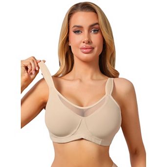 Women's Mesh Full Coverage Underwire Bra Plus Size Push Up Lift Anti-Sag Wide Strap Minimizer