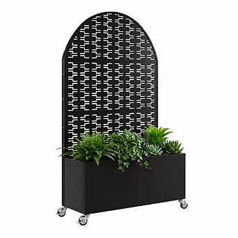 WOW PIONEER Arched Decorative Privacy Screen with Freestanding Planter Box for Outdoor Spaces
