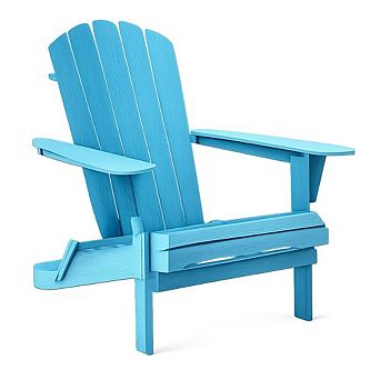 WOW PIONEER Embossed Solid Wood Folding Outdoor Adirondack Patio Chair