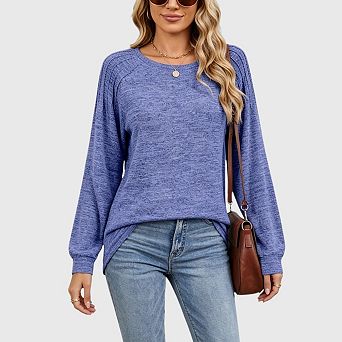 Women's Fall Tunic Top Casual Basic Crew Neck Long Sleeve Loose Fit Spring Outfits