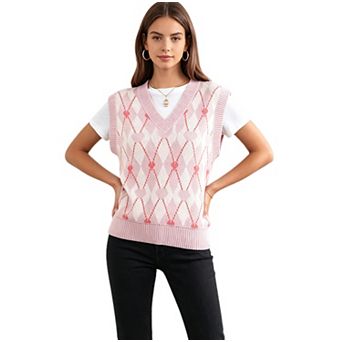 Women Sweater Vest Color Block Pullover Knit Top
