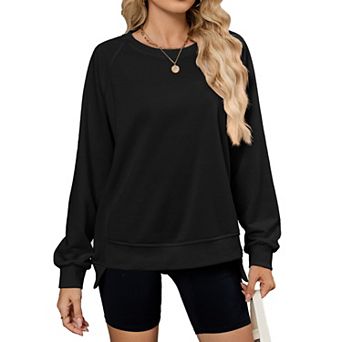 Women's Casual Crewneck Sweatshirt Long Sleeve Classic Pullover Solid Shirts Loose Fit Tops