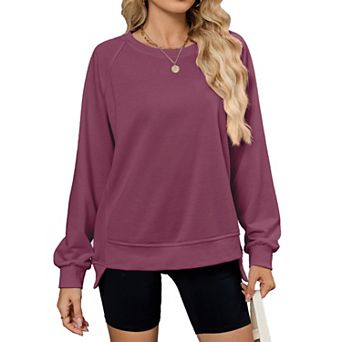 Women's Casual Crewneck Sweatshirt Long Sleeve Classic Pullover Solid Shirts Loose Fit Tops
