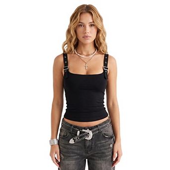 Women's Sleeveless Tank Top Form Fitting Scoop Neck Ribbed Knit Basic Cami Shirts