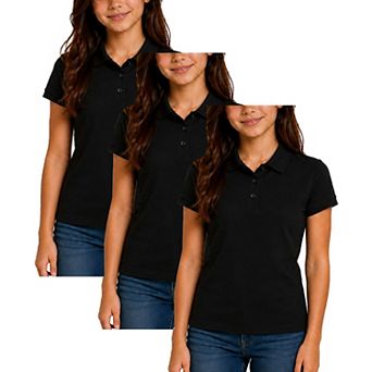 Jump Start Juniors 3-Button Short Sleeve Stretch Pique Polo Shirts School Uniform-3 Pack