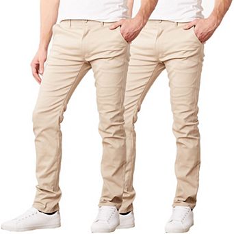 2-Pack Men's Flex Stretch Slim Fit Cotton Everyday Chino Pants (31" Inseam)