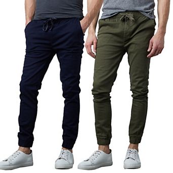 2-Pack Mens Slim-Fit Cotton Twill Jogger Pants (S-2XL)