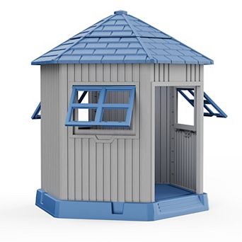 Yurblax Resin Dog House, Durable Barn Design Kennel for Indoor Outdoor, Easy Assembly, Blue